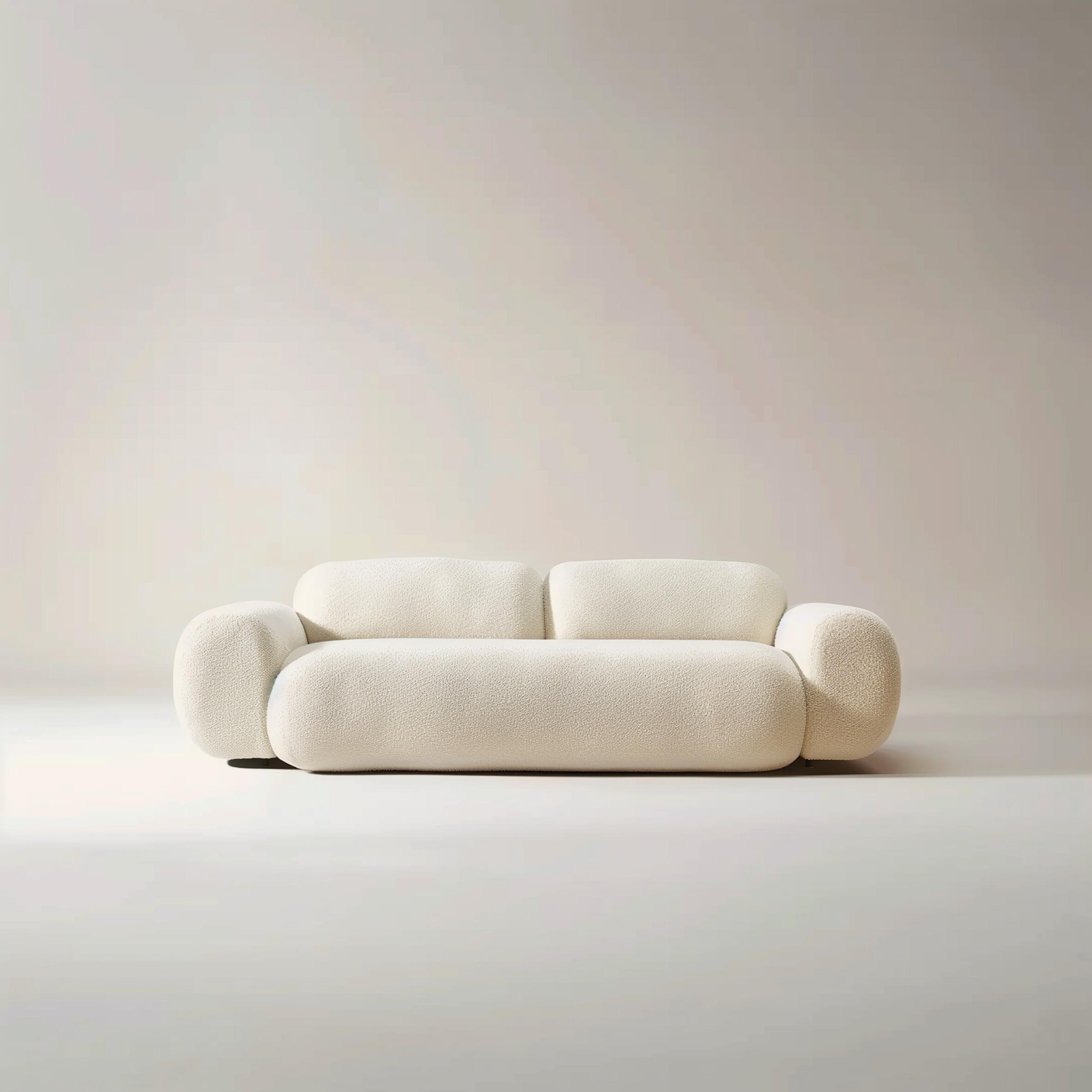 Ivory Boucle Two-Seater Sofa